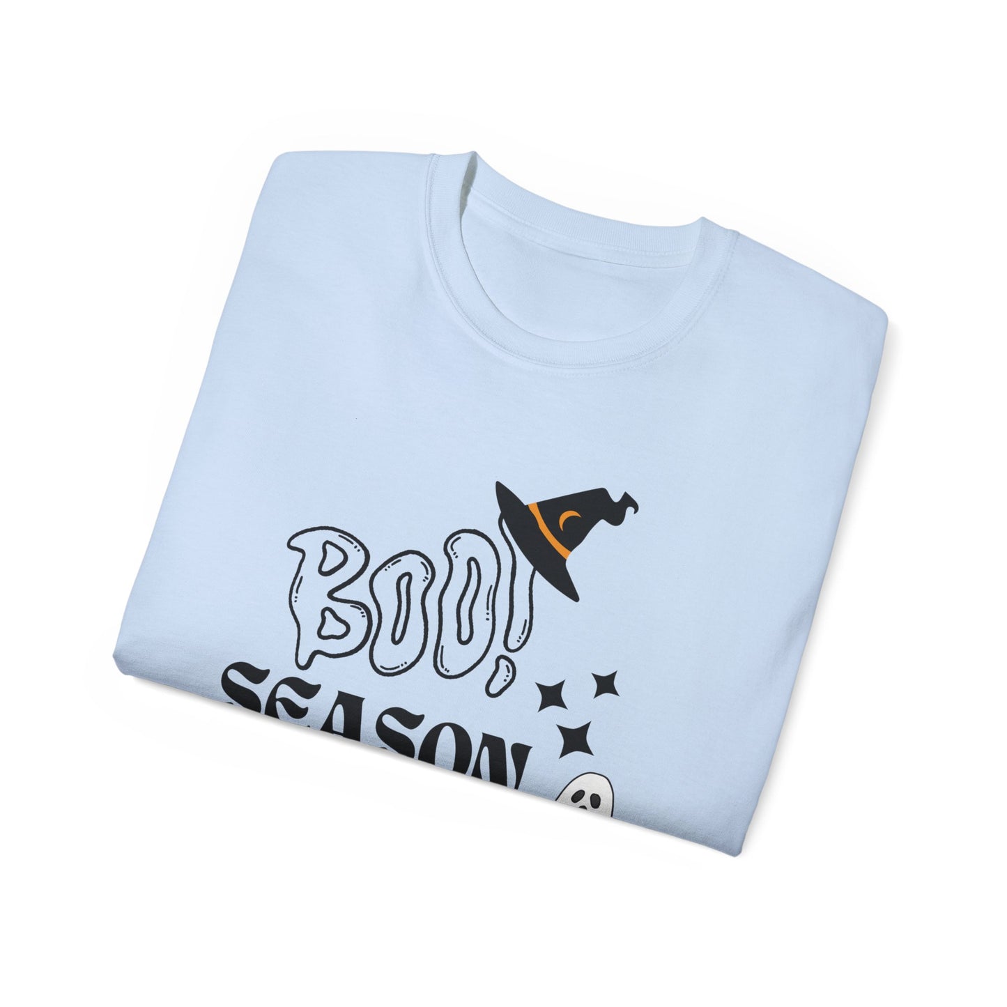 Halloween Unisex Ultra Cotton Tee, Ghost Season Shirt, Boo Season T-Shirt, Spooky Apparel, Fall Fashion, Halloween Costume Top
