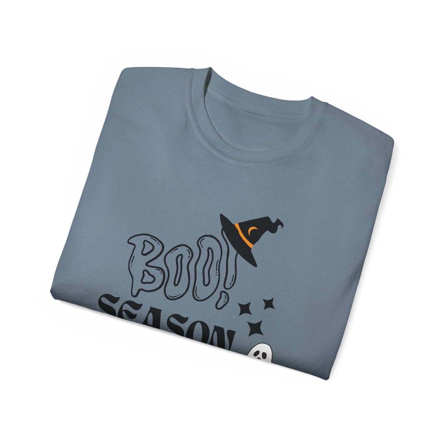 Halloween Unisex Ultra Cotton Tee, Ghost Season Shirt, Boo Season T-Shirt, Spooky Apparel, Fall Fashion, Halloween Costume Top