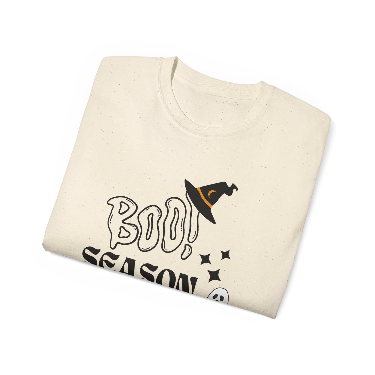 Halloween Unisex Ultra Cotton Tee, Ghost Season Shirt, Boo Season T-Shirt, Spooky Apparel, Fall Fashion, Halloween Costume Top