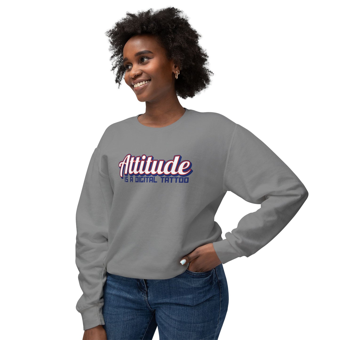 Attitude Digital Tattoo Cozy Unisex Lightweight Crewneck Sweatshirt