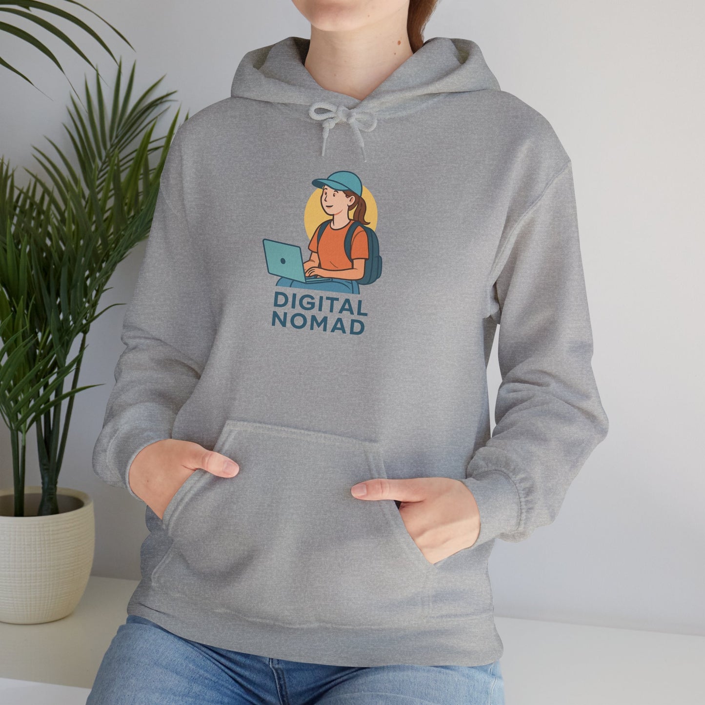 Comfortable, Stylish, Casual Unisex, Female Digital Nomad Coffee Shop Hoodie, Wardrobe Staple, Modern, Independent