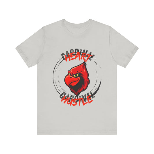Unisex Hustle Heart Tee - Cardinal Spirit Shirt, Perfect Gift for Sports Fans, Casual Wear, Team Pride, Everyday Comfort