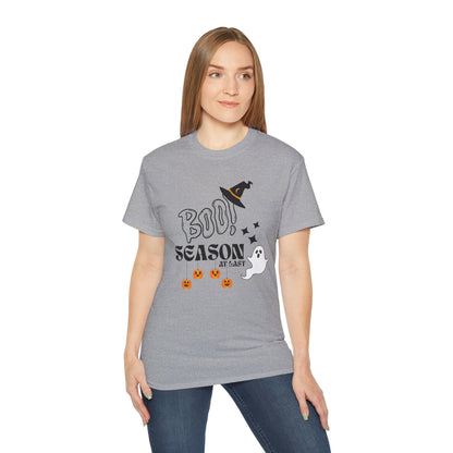 Halloween Unisex Ultra Cotton Tee, Ghost Season Shirt, Boo Season T-Shirt, Spooky Apparel, Fall Fashion, Halloween Costume Top