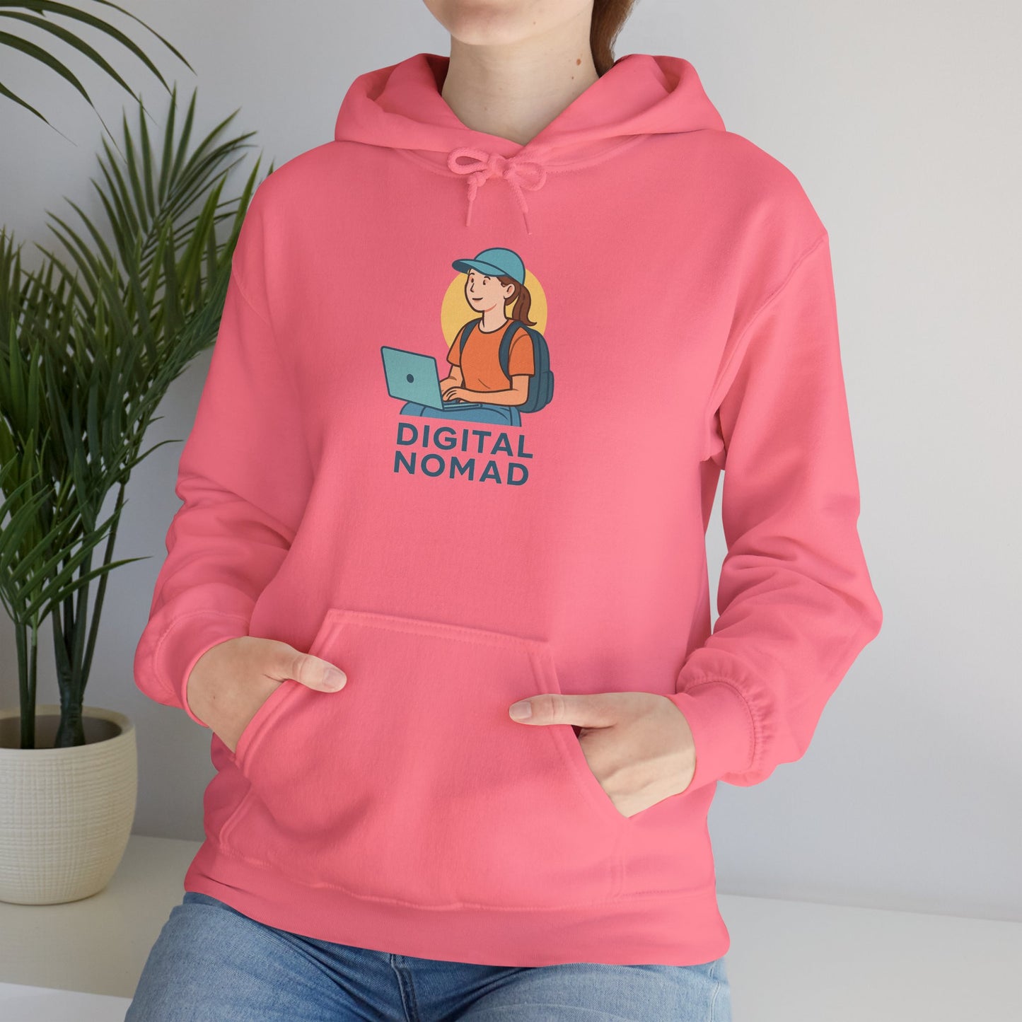 Comfortable, Stylish, Casual Unisex, Female Digital Nomad Coffee Shop Hoodie, Wardrobe Staple, Modern, Independent
