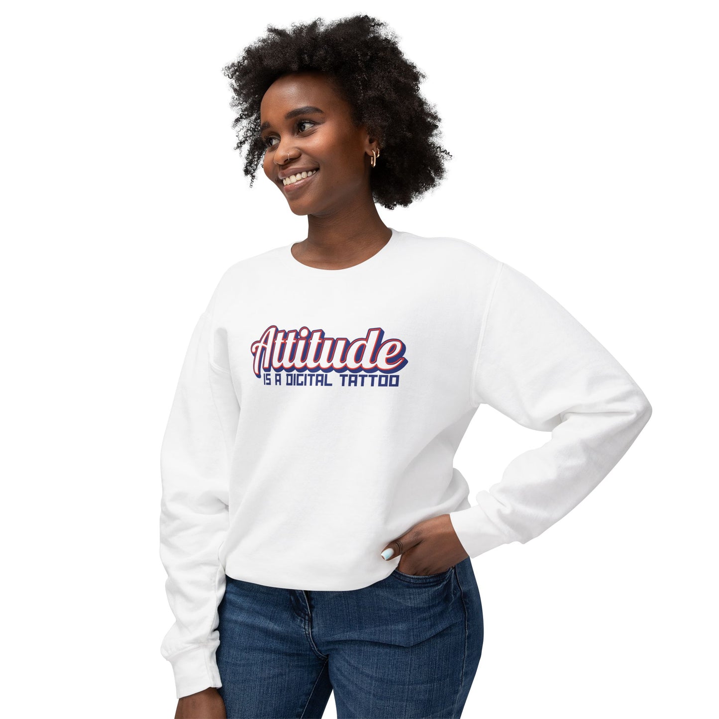 Attitude Digital Tattoo Cozy Unisex Lightweight Crewneck Sweatshirt