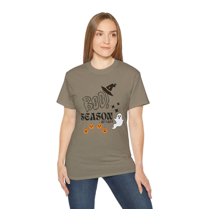 Halloween Unisex Ultra Cotton Tee, Ghost Season Shirt, Boo Season T-Shirt, Spooky Apparel, Fall Fashion, Halloween Costume Top