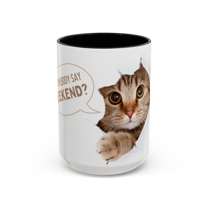 Playful Cat Coffee Mug - Fun Ceramic Cup for Cat Lovers, Perfect for Weekend Vibes, Gift for Birthdays and Holidays, Cute Pet-Themed [...]