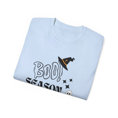 Halloween Unisex Ultra Cotton Tee, Ghost Season Shirt, Boo Season T-Shirt, Spooky Apparel, Fall Fashion, Halloween Costume Top