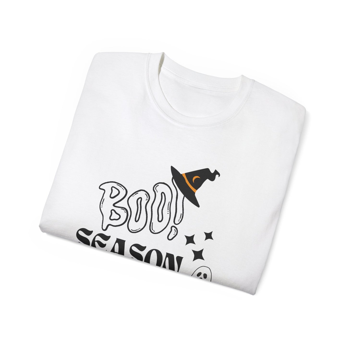 Halloween Unisex Ultra Cotton Tee, Ghost Season Shirt, Boo Season T-Shirt, Spooky Apparel, Fall Fashion, Halloween Costume Top