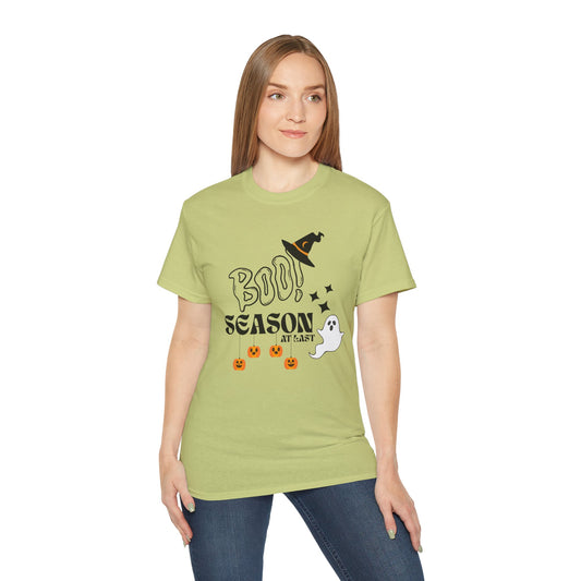 Halloween Unisex Ultra Cotton Tee, Ghost Season Shirt, Boo Season T-Shirt, Spooky Apparel, Fall Fashion, Halloween Costume Top
