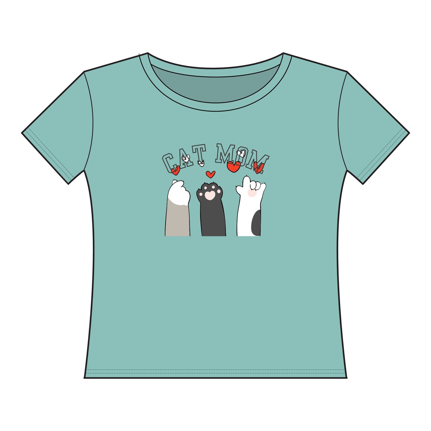 Cat Mom Curvy Comfy Comfortable Cute Casual Gift Lounging Jersey Tee Shirt