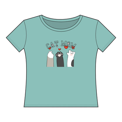 Cat Mom Curvy Comfy Comfortable Cute Casual Gift Lounging Jersey Tee Shirt