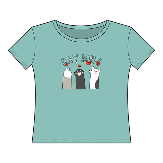 Cat Mom Curvy Comfy Comfortable Cute Casual Gift Lounging Jersey Tee Shirt