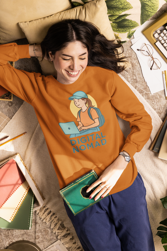 Comfortable, Stylish, Casual Unisex, Female Digital Nomad Coffee Shop Hoodie, Wardrobe Staple, Modern, Independent