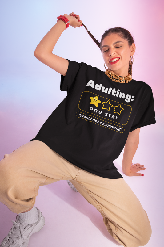 Humorous Funny Adulting Challenges Long Sleeve Comfy Casual Comfortable Cotton Tee Shirt for Men & Women