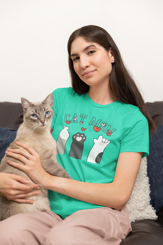 Cat Mom Curvy Comfy Comfortable Cute Casual Gift Lounging Jersey Tee Shirt