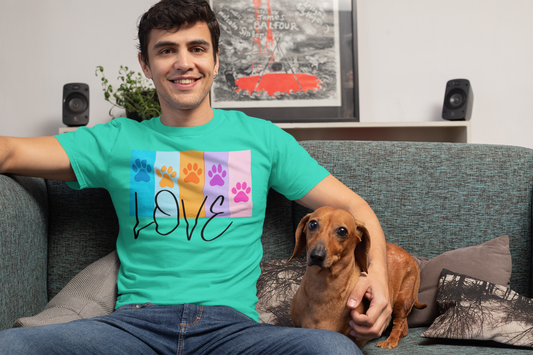 Dog Lover Tee Shirt Colorful Playful Fun Lightweight Casual Comfy Comfortable - Mens & Women’s Fashion