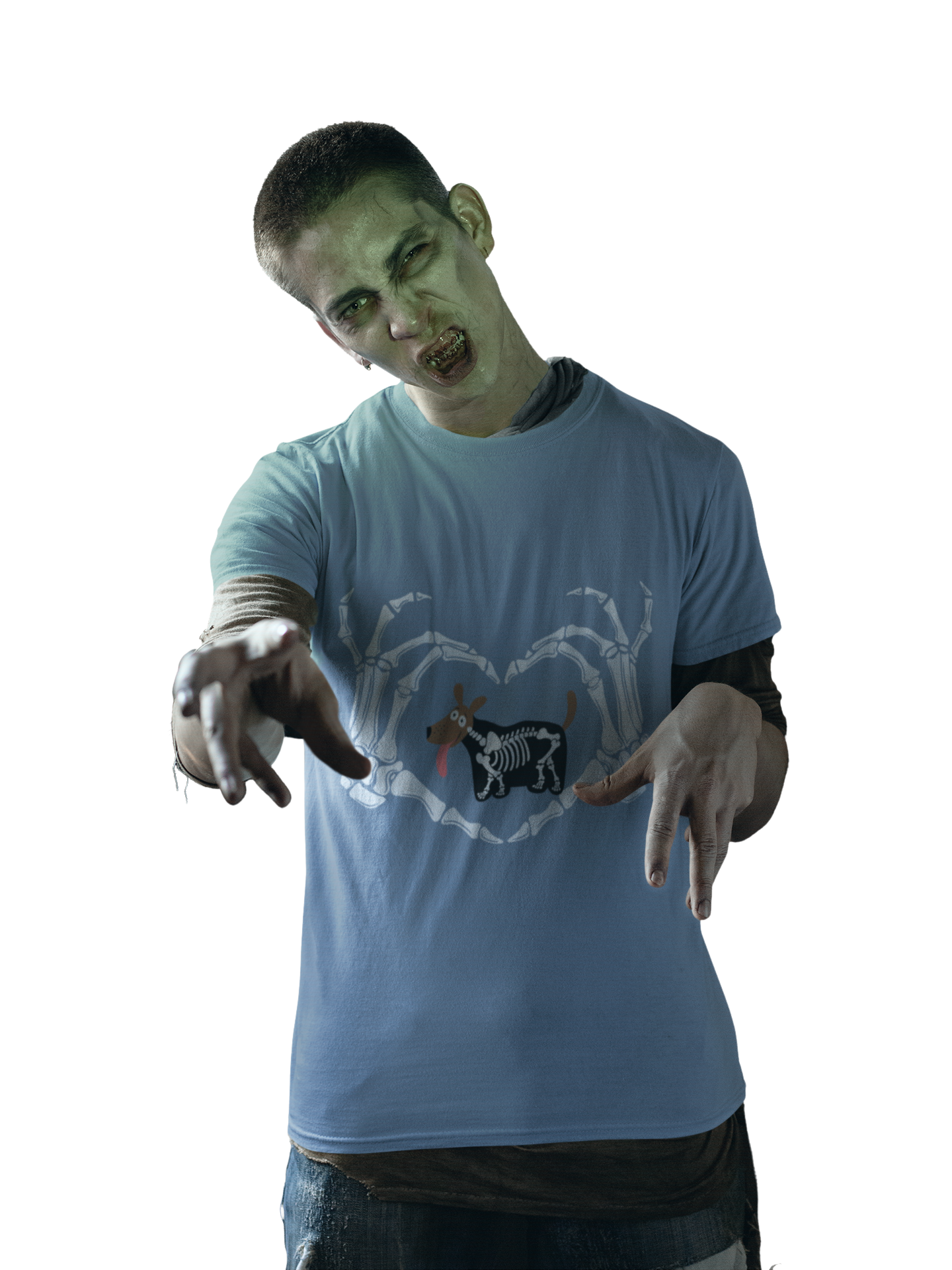 Halloween Spooky, Unisex Graphic, Short Sleeve Skeleton Heart Tee T-Shirt, Gift for Dog Lovers, Fall Fashion, Unique Halloween Outfit