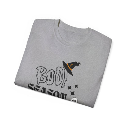 Halloween Unisex Ultra Cotton Tee, Ghost Season Shirt, Boo Season T-Shirt, Spooky Apparel, Fall Fashion, Halloween Costume Top