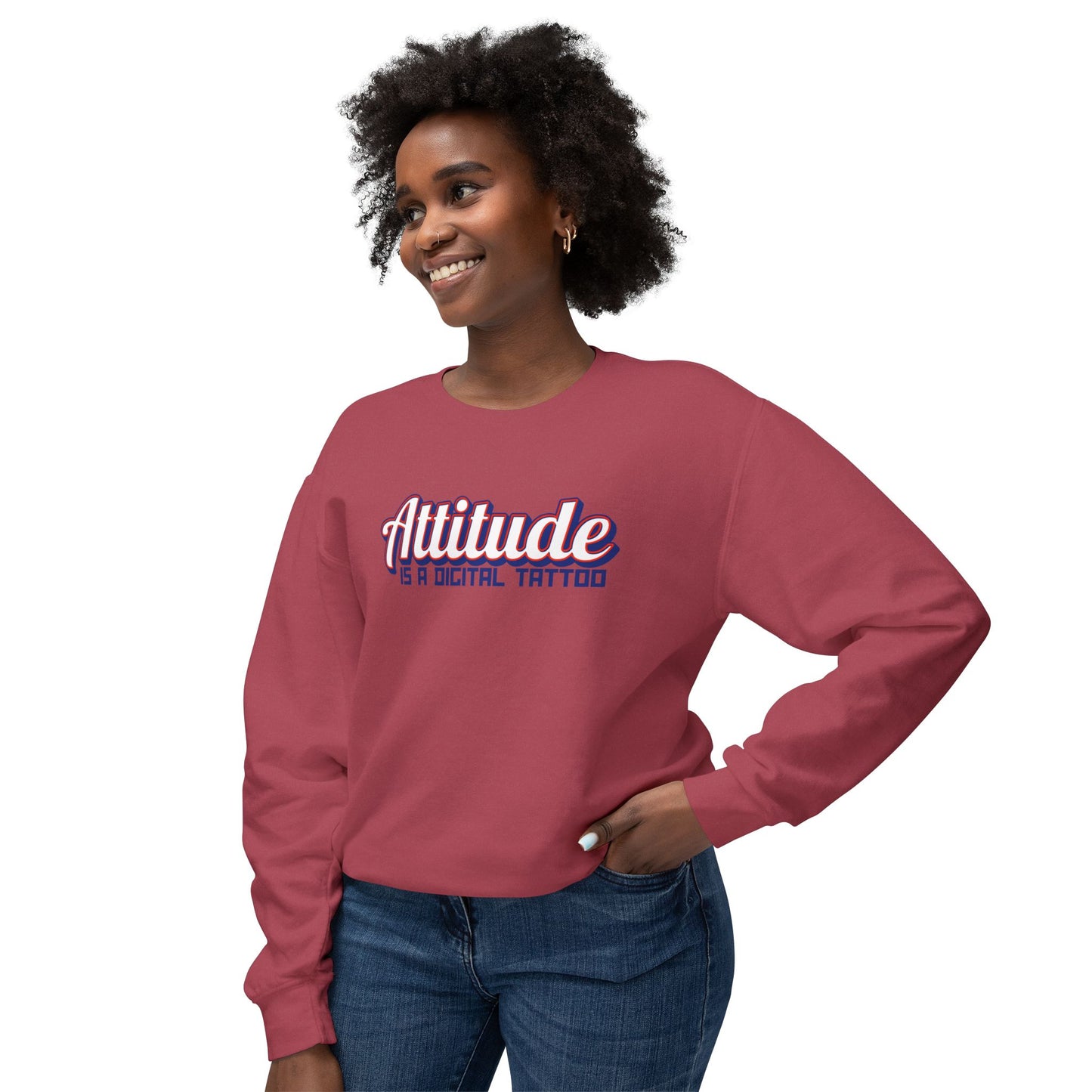 Attitude Digital Tattoo Cozy Unisex Lightweight Crewneck Sweatshirt