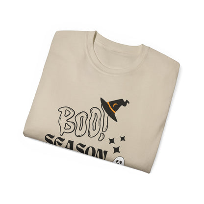 Halloween Unisex Ultra Cotton Tee, Ghost Season Shirt, Boo Season T-Shirt, Spooky Apparel, Fall Fashion, Halloween Costume Top