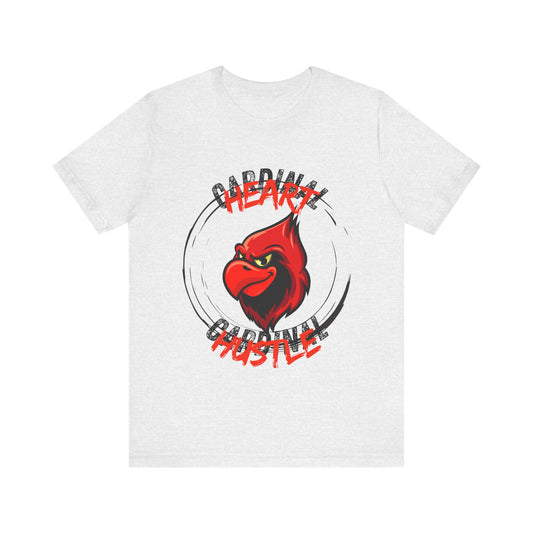 Unisex Hustle Heart Tee - Cardinal Spirit Shirt, Perfect Gift for Sports Fans, Casual Wear, Team Pride, Everyday Comfort