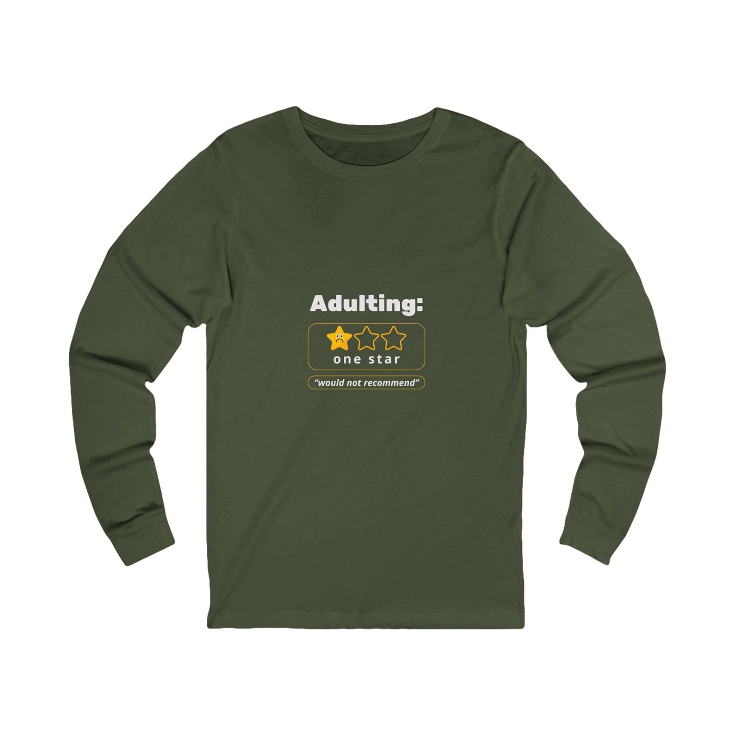 Humorous Funny Adulting Challenges Long Sleeve Comfy Casual Comfortable Cotton Tee Shirt for Men & Women