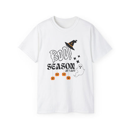 Halloween Unisex Ultra Cotton Tee, Ghost Season Shirt, Boo Season T-Shirt, Spooky Apparel, Fall Fashion, Halloween Costume Top