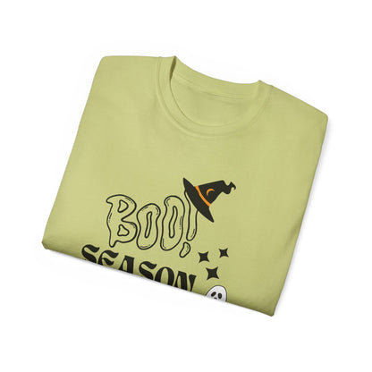 Halloween Unisex Ultra Cotton Tee, Ghost Season Shirt, Boo Season T-Shirt, Spooky Apparel, Fall Fashion, Halloween Costume Top