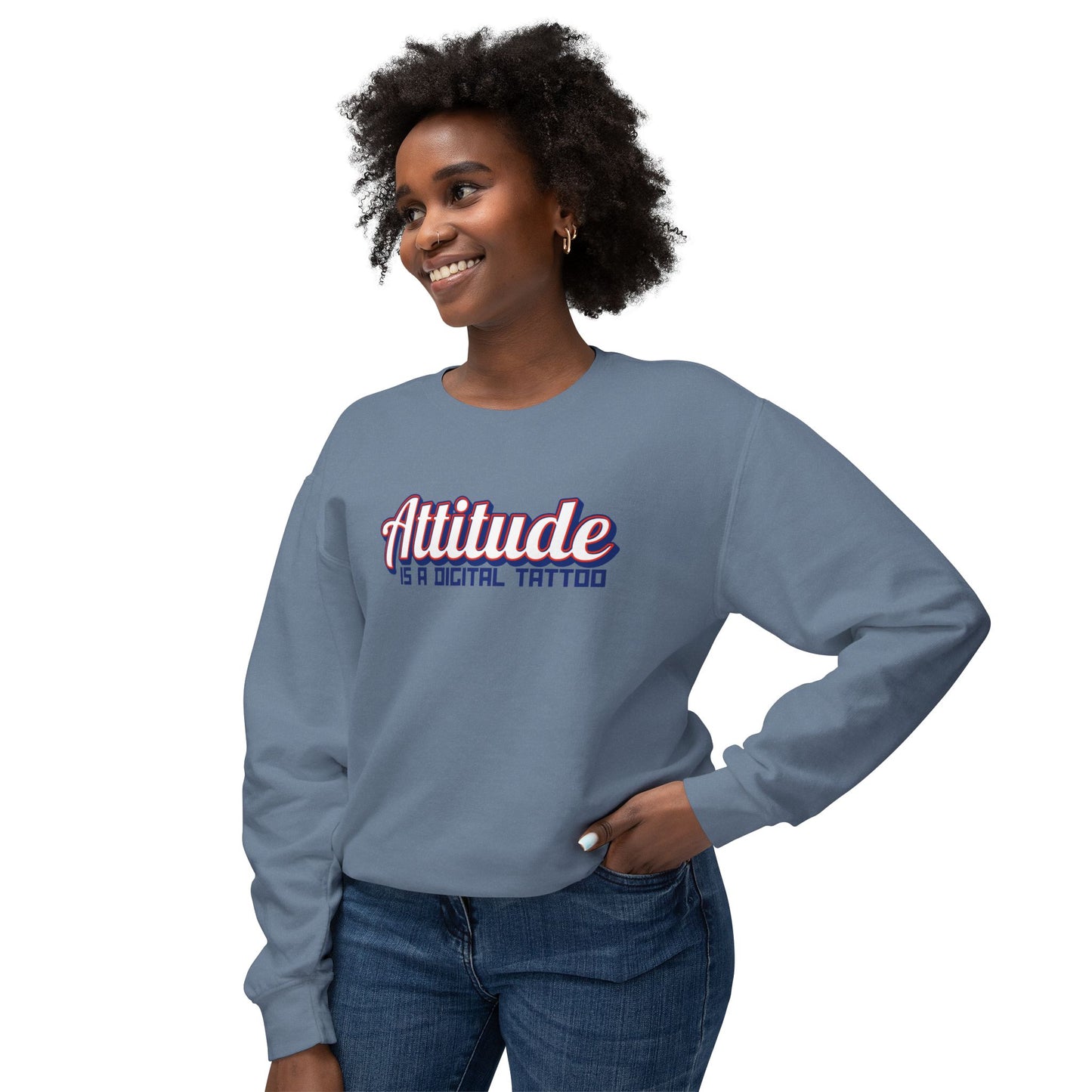 Attitude Digital Tattoo Cozy Unisex Lightweight Crewneck Sweatshirt