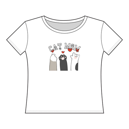 Cat Mom Curvy Comfy Comfortable Cute Casual Gift Lounging Jersey Tee Shirt